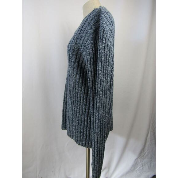 Structure Women's Blue & Gray Long Sleeve V-Neck Ribbed Knit Sweater Size XL - Picture 4 of 8